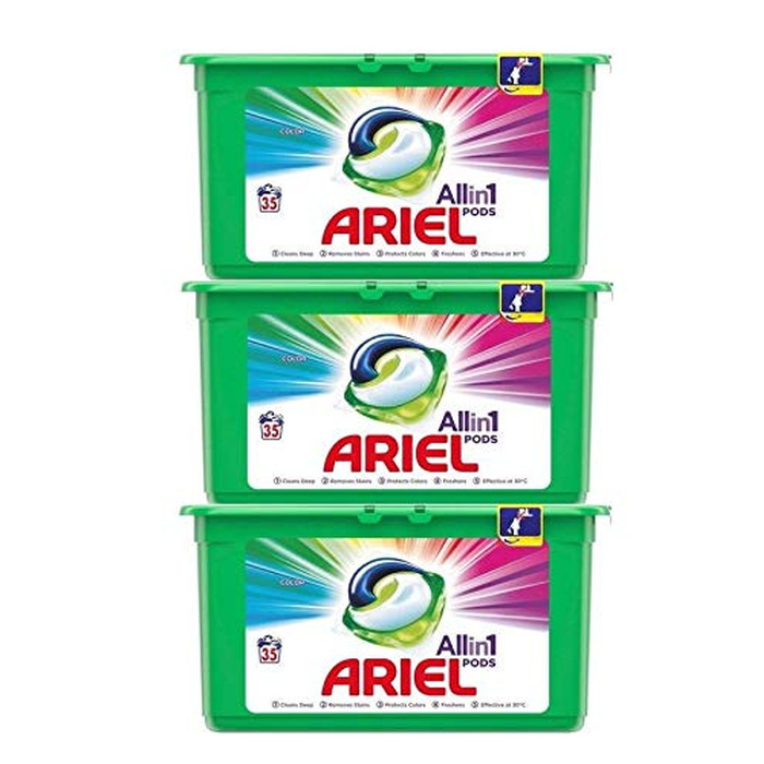 Капсули для прання кольорових речей Ariel All in 1 PODS, 105 завантажень (3 x 35 шт)