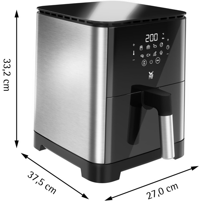 WMF Multi Taste Hot Air Fryer, Airfryer, 1550 W, 4.6l for 2-4 people, healthy frying, drying, grilling, hot air fryer with 8 programs, 4.6 Liter Air Fryer, black