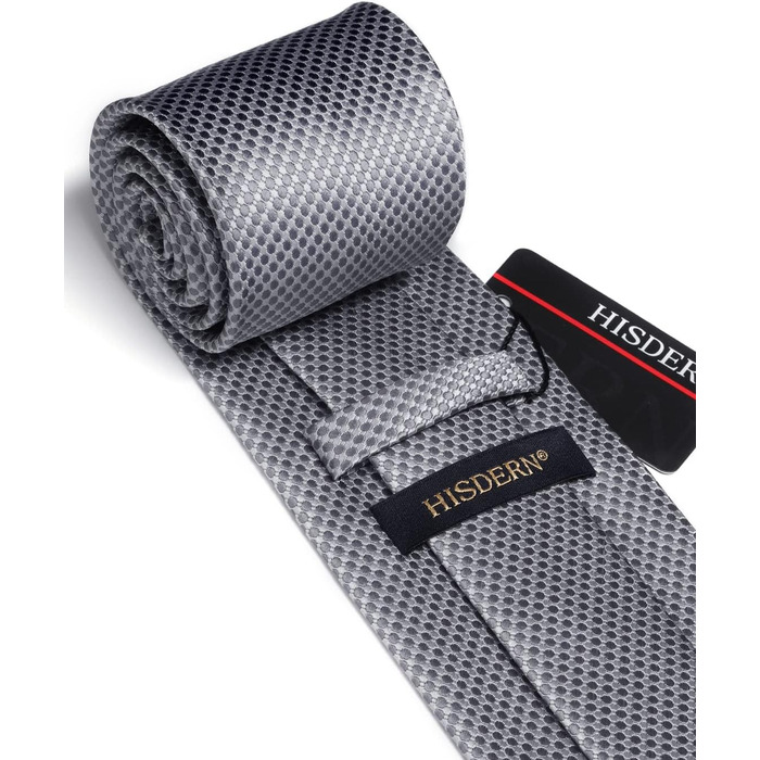 Краватка та нагрудний хустинка HISDERN: комплект для весілля, ділових зустрічей та свят (срібно-сірий)