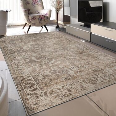TALETA Kitchen Runner Washable Non-Slip, Colorful Rug Runner Hallway, Kitchen Rug, Vintage Bed Runner, Rug Runner Hallway, Kitchen, Entrance, Brown Rug, 80 x 150 cm Brown 80 x 150 cm