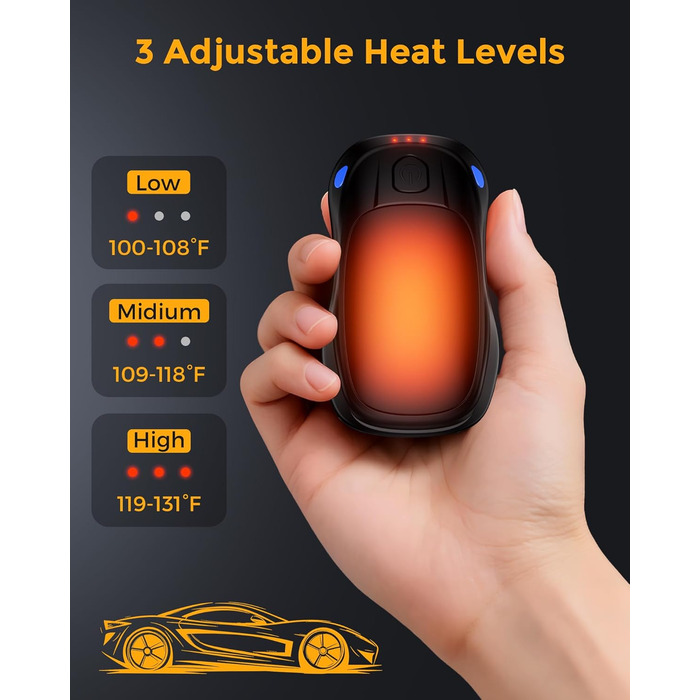 Електричні грілки для рук 2 шт. з AI-чіпами, багаторазові, з магнітним USB-підключенням, 3 режими нагріву, до 24 годин роботи, чорні - подарунок для жінок та чоловіків