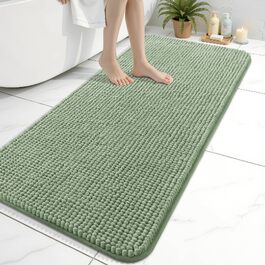 Товстий килимок для ванної кімнати Homaxy з chenille, 61×120 см, трав'янисто-зелений — м'який, антиковзаючий, вологопоглинаючий килим для душу з TPR-підкладкою, що миється в машинці