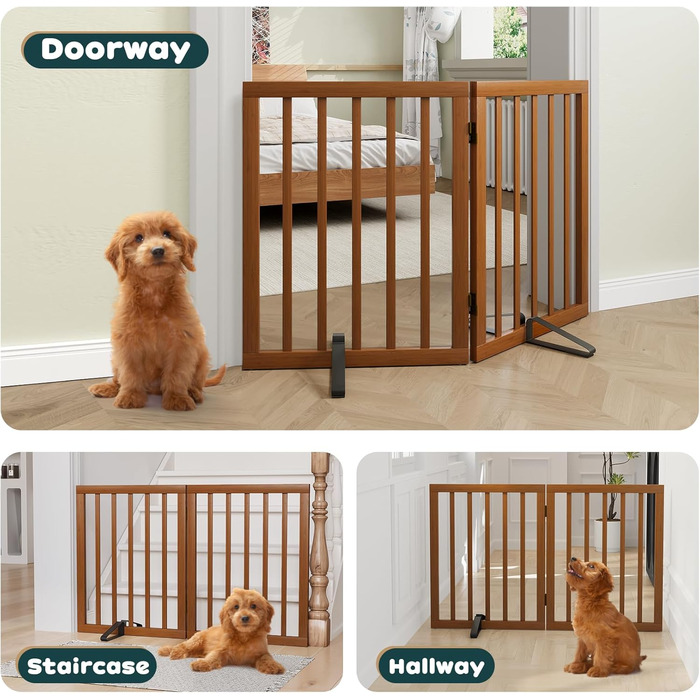 Бамбуковий загороджувач для тварин Semiocthome: 2 панелі, 90 см, 61 см висота, для дому, для собак та кошенят