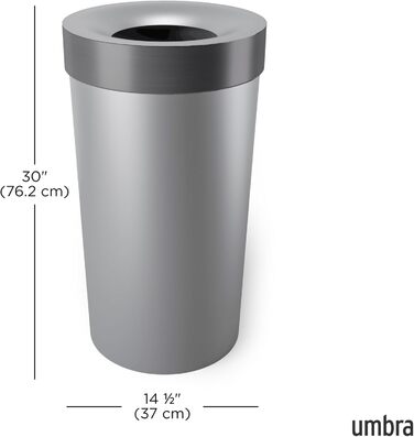Відро для сміття Umbra Venti Swing-Top 16.5 гал. (62 л) - сірий, 89 см, для дому, вулиці, комерційного використання