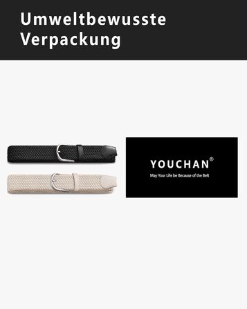 YOUCHAN 2 шт. ремені для жінок та чоловіків, еластичні плетені ремені, 3,3 см, еластичні ремені з регульованою довжиною, унісекс, чорний + бежевий