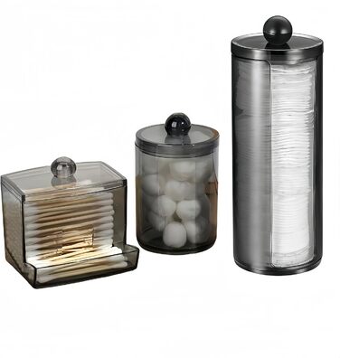 Диспенсер для ватних паличок та дисків PET, органайзер для косметики та макіяжу, чорний (BLACK-D2)