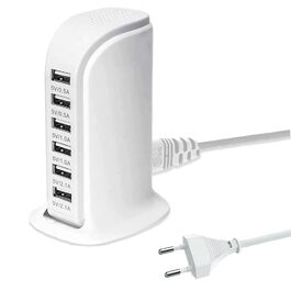 Зарядний пристрій USB-C 455W, 7 портів, GaN PD PPS – для MacBook, Dell, iPhone, Samsung, ноутбуків, планшетів (білий)