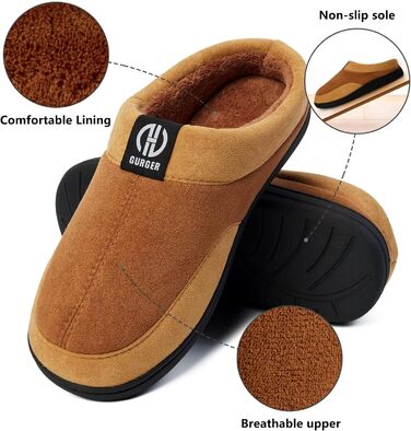 Чоловічі халапи GURGER з піною Memory Foam, антиковзаючі, для дому та вулиці, розмір 40-51, зелені (40/41 EU, коричневі)
