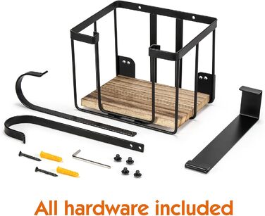 Настінна підставка для прасувальної дошки MOREE з кошиком для зберігання – тримач для праски та прасувальної дошки для пральні – чорний, великий