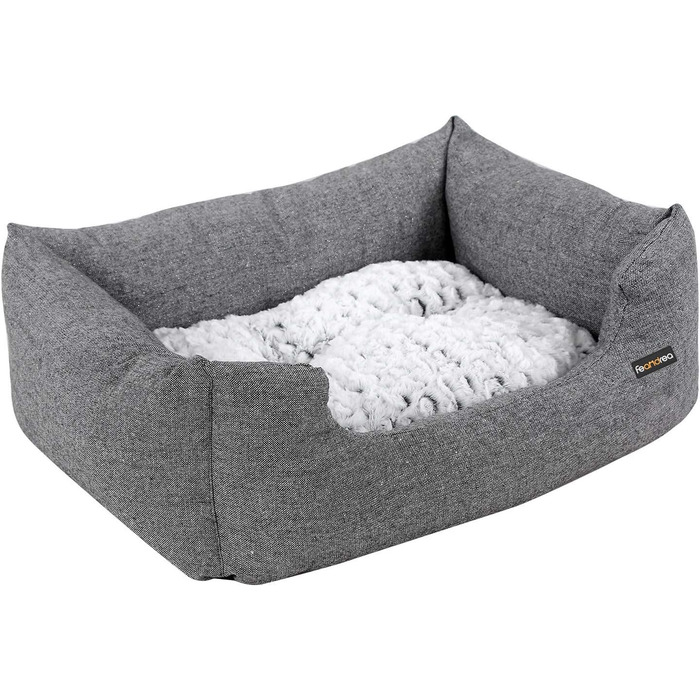 Feandrea Luxus Dog Bed, XL, Dog Cushion, made of Oxford fabric, with a non-slip bottom, 100 x 70 cm PGW28H (L 60 x W 50 x H 20 cm, Grey)