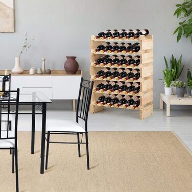 COSTWAY Wooden Wine Rack, Stackable, Bottle Rack for 36 Bottles, Wine Stand with 6 Levels, Wooden Shelf, Bottle Holder for Kitchen, Dining Room, Bar, Cellar, 63 x 28 x 85 cm