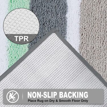 Pauwer Microfiber Bath Mat Set - 3 Piece Non-Slip Absorbent Bathroom Rugs for Shower, Bathtub & Toilet - Washable Bath Mat & Toilet Mat (Green)