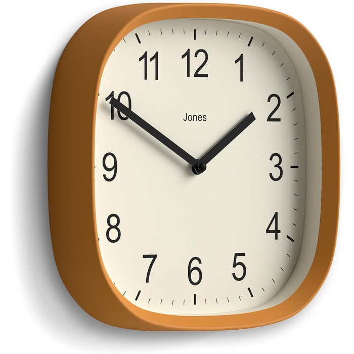 JONES CLOCKS Square Retro Wall Clock made of high-quality acrylic, 'Sprite' in Mint 25 x 25 x 5 cm (Yellow)