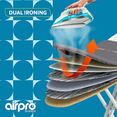 Покриття для прасувальної дошки Airpro від Widex, розмір L, універсальне, 120x42 см, для парових прасок, виготовлено в Європі, колір антрацит