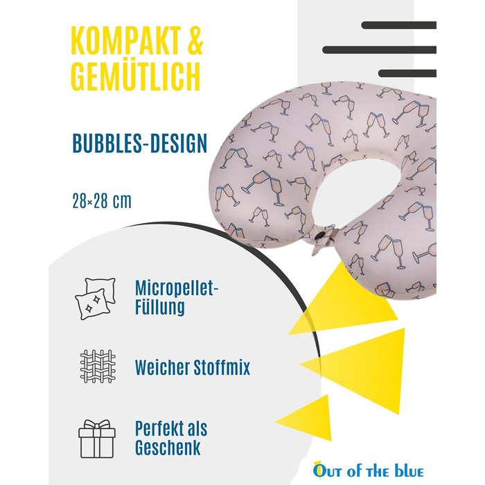 Подушка для шиї Bubbles з мікрогранулятом - компактна, ергономічна, 30x30 см, для подорожей літаком та поїздом