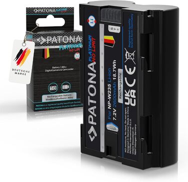 PATONA Akku NP-W235 для камери (2600 mAh) з USB Дисплеєм DUAL LCD - сумісний з USB-C та Micro-USB