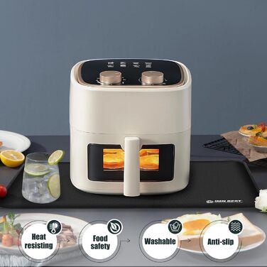 Стійка до нагріву підставка під фритюрницю, термостійкий килимок для кухонних поверхонь, силіконовий килимок (50x30см, чорний)