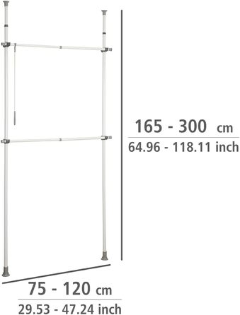 WENKO Telescopic Wardrobe System Hercules Basic (White, Single)