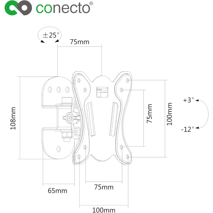 Кріплення для телевізора Conecto Wandhalterung SA-CC50254-V2 (23-42 дюйми, VESA 200x200, нахил +/-20°, поворот +/-90°, білий)