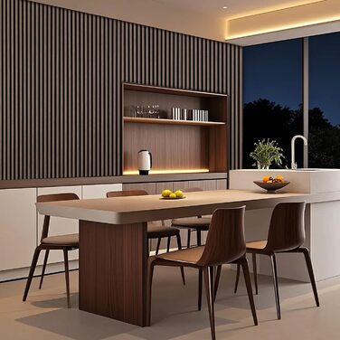 Акустичні панелі з дерева та фетру для стін 120x60 см, шумопоглинаюча обробка інтер'єру, чорний горіх (комплект 4 шт, 2.88 м²)