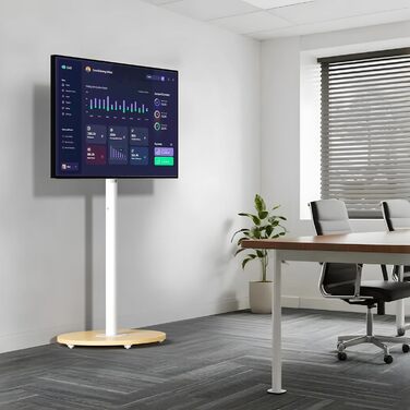 Підставка для телевізора Unho з коліщатками, регульована по висоті, для телевізорів 40-75 дюймів, VESA 600x400 мм, до 50 кг, біла