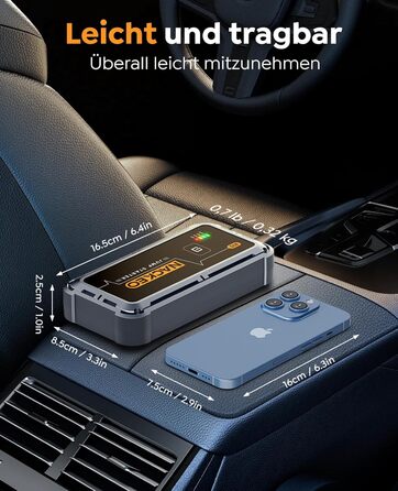 Портативний акумулятор Starthilfe для автомобіля, 12V, бустер для запуску двигуна (бензин до 10L, дизель), з кабелями та LED ліхтариком, для SUV, вантажівок, мотоциклів (5000A)