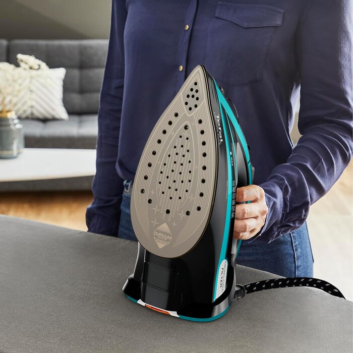 Tefal Ultimate Pure Steam Iron FV9844 | 3200 W | Micro-Calc Filter | Durilium Airglide Autoclean Soleplate | Automatic Shut-off | 0.35 Liter Capacity | 31.6 x 15.1 x 16.3 cm | Black / Blue Single