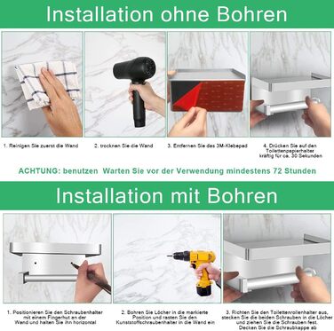 Тримач туалетного паперу з щіткою для унітазу з нержавіючої сталі 304, настінний, срібляний