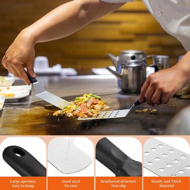 Набір гриль-аксесуарів Kwaiyole: набір інструментів для гриля з нержавіючої сталі, важкий гриль-шпатель, аксесуари для кемпінгу, BBQ, Smoker, Plancha, газового гриля. Ідеальний подарунок для чоловіків та жінок.