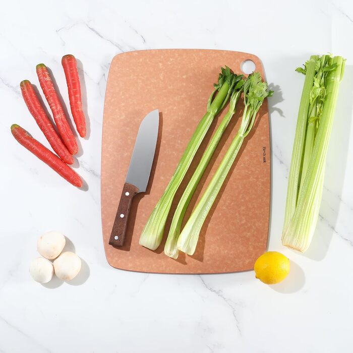 Дошка для нарізання BESTCOOK з деревного волокна, щільна, безпориста, екологічна, без BPA, підходить для посудомийної машини, двостороння, безпечна для ножів, 44x33x0,6 см, для м'яса, хліба та фруктів