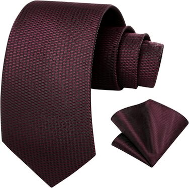 Краватка Hisdern для чоловіків, однотонна формальна краватка з нагрудником, класичний стиль, для весілля, бізнесу, вечірок, бордовий колір