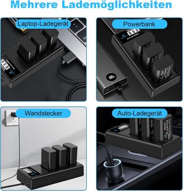 Акумулятор NP-FW50 Homesuit 1300mAh та LCD-зарядний пристрій для Sony Alpha A6000 A6300 A6400 A6500 ZV-E10 7RM2 A7SM2 A7M2 A7 II A7R II A7S II A55 A5000 A5100 A3000 RX10 II III IV NEX-3/5/6/7 NEX-F3 (3 шт.)