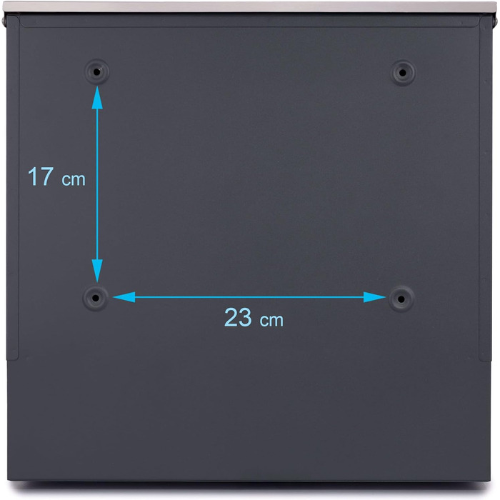 Поштовий ящик Verda з газетницею, нержавіюча сталь, антрацит, 37x37x11 см, з вікном, ключами та табличкою для імені - сучасний вуличний поштовий ящик
