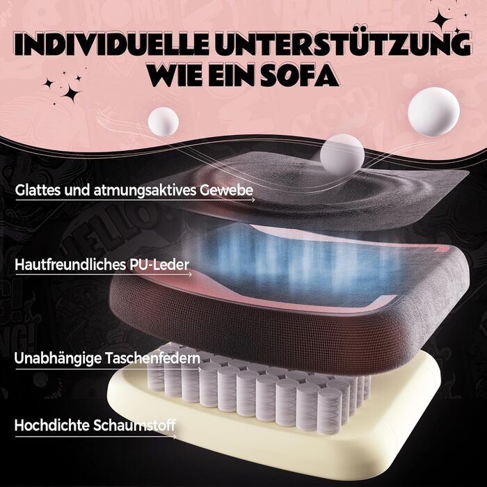 Ігровий крісло Dowinx Ergonomiczne з підніжкою, рожевий, для дорослих