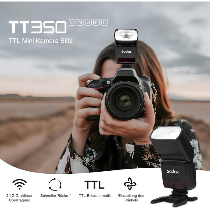 Спалахувач Godox TT350S для Nikon з радіосинхронізацією 2.4G X System, 1/8000s HSS, Li-Ion акумулятор 2500mAh