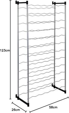Metaltex Bottle Rack, Metal, Grey, For 72 Bottles