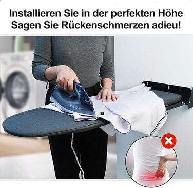 Настінна розкладна дошка для прасування Wandmontierbares Faltbügelbrett, 92 x 31 см, чорна