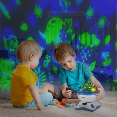 Moredig Night Light Starry Sky Projector for Kids with Remote Control, Timer, Night Light Baby Night Light for Children for Birthday Gift, Kids Room, Christmas Gifts - Black and White (D-blue and White)