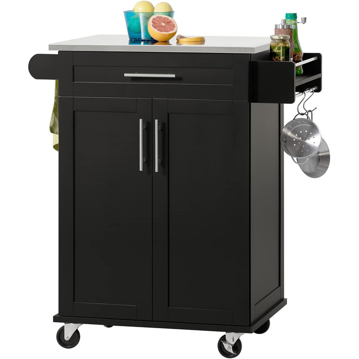SoBuy Kitchen Cart with Wheels - Mobile Kitchen Island with Countertop