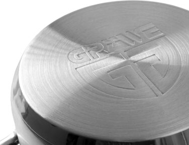 Каструля GRÄWE Pro-Line з кришкою з термостійкого скла, 3 л, для індукційних плит, нержавіюча сталь, діаметр 14 см