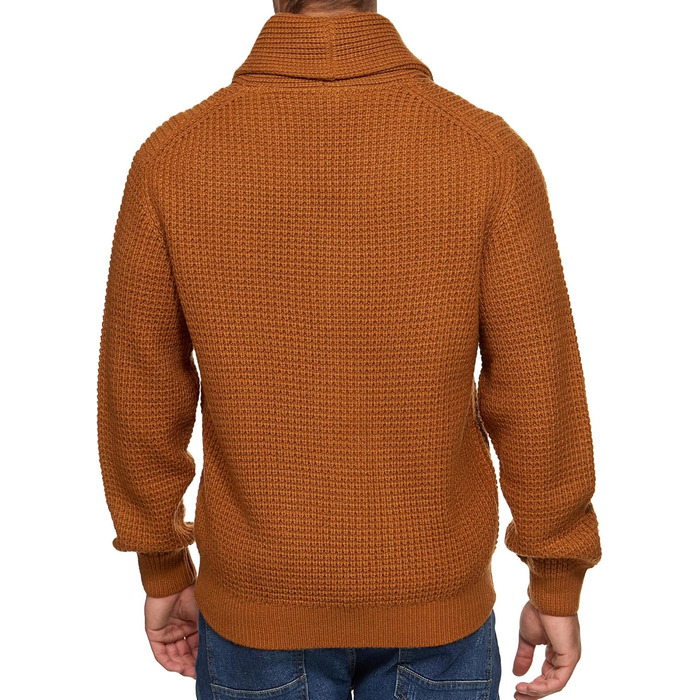 Чоловічий кардиган Indicode INBrandox з коміром-шарфом та кнопковою застібкою | Дріб'язковий кардиган для чоловіків (M, Карамель)