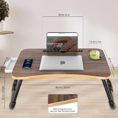 Столик для ноутбука на ліжко Zapuno: багатофункціональний столик з ящиком та підстаканником, зелений (бежевий)