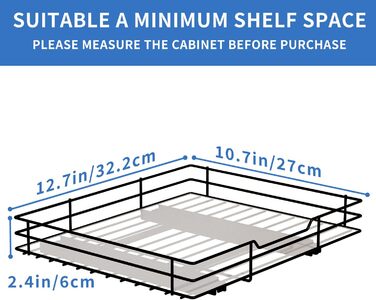 AIRUJIA Pull Out Spice Rack, 2-Tier Dish Cabinet Organizer, Spice Rack Cabinet, Spice Rack, Lift-up Sink Shelf, Spice Organizer for Kitchen, L26.4*W23.2*H23CM (L27*W32.2*H6CM - Single Layer)