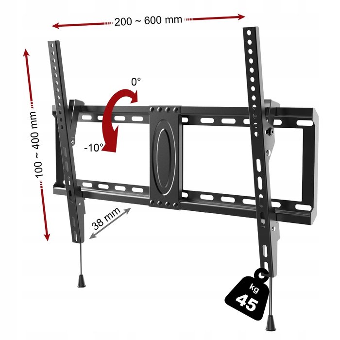 Нахильний настінний кронштейн для телевізора 32-80 дюймів, плоске навісне кріплення VESA