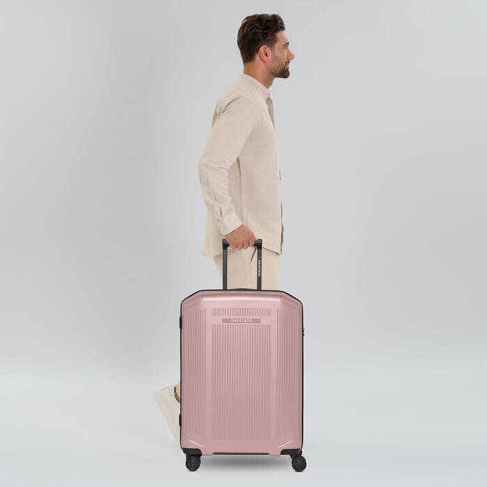 Чемодан Smartbox Hartschalen Check-in з жорстким корпусом, XL, 56 x 34 x 75 см, поліпропілен, 4 колеса, TSA-замок, 5.1 кг (Edition 02) (Рожевий металік, розмір M (66 см))