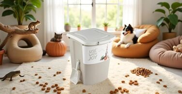 Rotho Archie Pet Food Container 38L with Lid - BPA-Free Plastic, Multi-Color, Beige - Large Capacity Storage