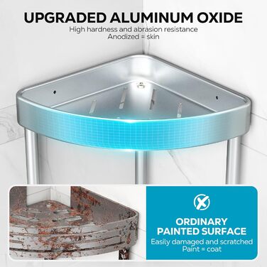 Поличка для душу Nieifi без свердління, кутова, нержавіюча сталь, 4 яруси, чорна, для ванної кімнати та душу