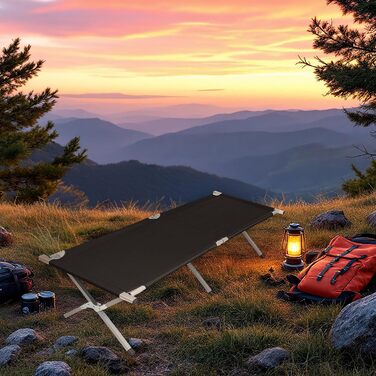 Кемпінгове ліжко Spetebo XXL, чорне, розкладне, 190 x 64 см, до 100 кг. Ідеально для відпочинку, подорожей, фестивалів та риболовлі.