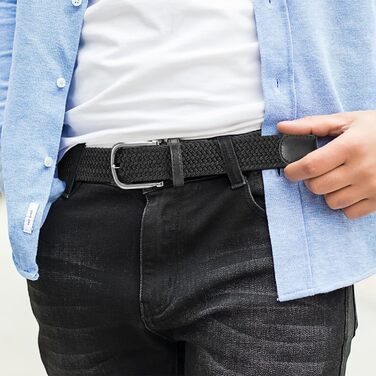 Плетені чоловічі ремені 3 шт., унісекс, еластичні пояси з тканини для чоловіків та жінок. Зручні для повсякденного носіння, міцні, довжина 130 см, чорний+синій+сірий