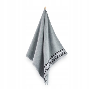 Великий банний рушник ZWOLTEX ZEN 2 з вишивкою, сірий, 450г, 70x140см